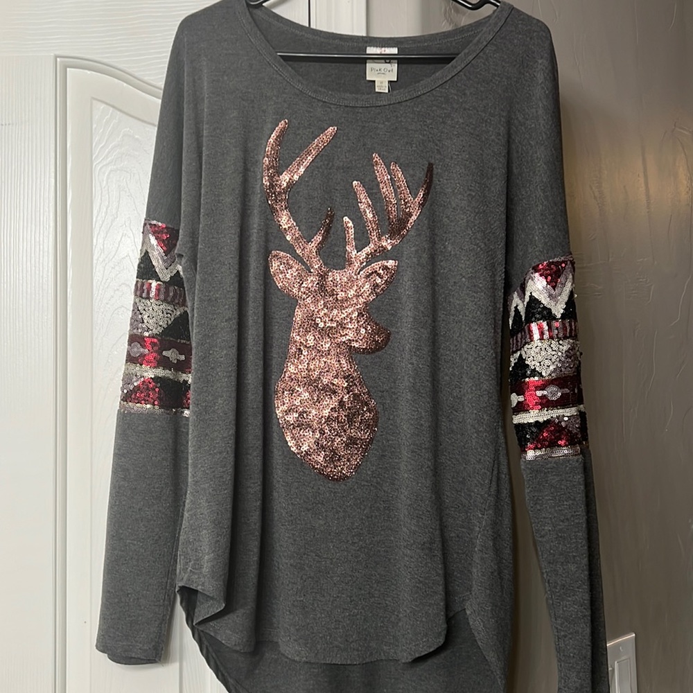 Pink Owl Deer Christmas Shirt